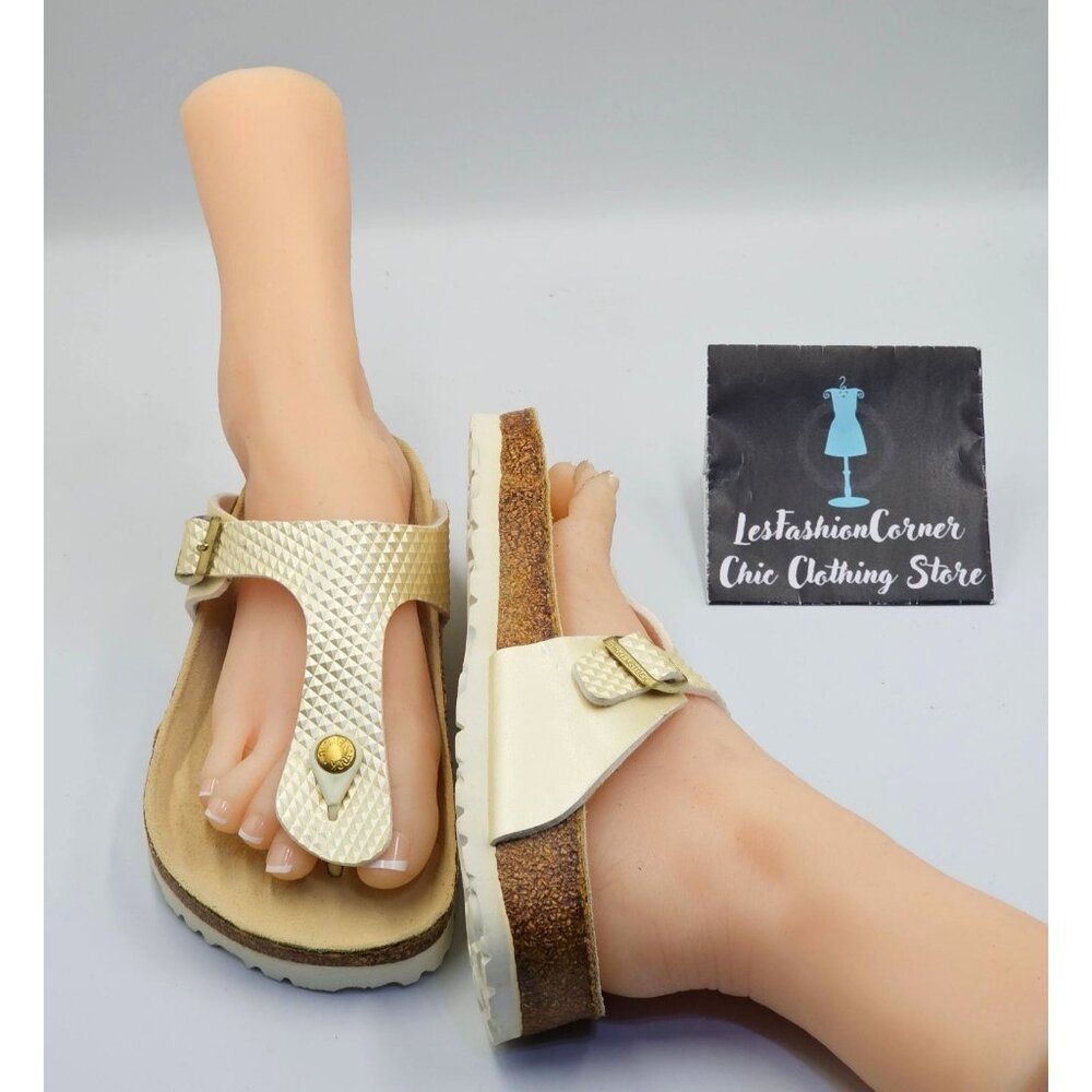 Papillio By Birkenstock Women's Gold Textured Thong Style Sandals Sz 7 (38) 2708 - Picture 12 of 16